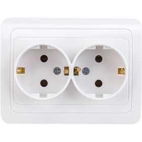 Розетка Smartbuy 2-местная с заземлением 16А белая, керамика Марс SBE-02w-16-S2-Z-c (артикул 16050783) – фото 1