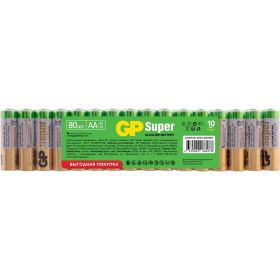 Алкалиновые батарейки GP super alkaline 15а аa - 80 шт. в пленке GP 15A-2CRVS80 (артикул 26074403) – фото 1