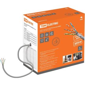 Кабель витая пара TDM U/UTP Cat 5e 4х2х24AWG 305м solid, ПВХ, серый SQ0107-0101 (артикул 15740039) – фото 1