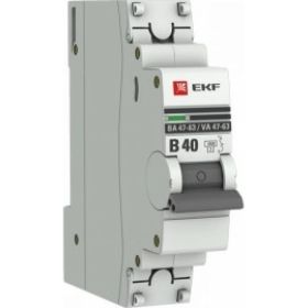 Автоматический выключатель EKF 1P, 40А, 4,5kA, ВА 47-63, PROxima SQ mcb4763-1-40B-pro (артикул 16126424) – фото 1