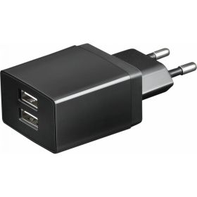 Универсальное сетевое зарядное устройство AKAI 2 USB 3.1A черный CH-6C04B (артикул 21357232) – фото 1