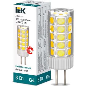 Светодиодная лампа IEK corn капсула 3вт 12в 4000к керамика g4 LLE-CORN-3-012-40-G4 (артикул 27056954) – фото 1