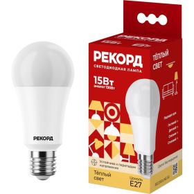 Светодиодная лампа РЕКОРД LED А60-U 15W Е27 3000К 23942 (артикул 24610293) – фото 1