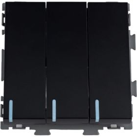 Трехклавишный проходной переключатель CGSS, черный Практика PL-W103-PBCM (артикул 20033320) – фото 1