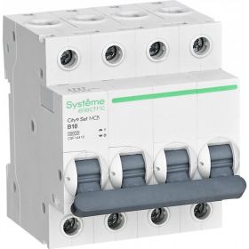 Автоматический выключатель Systeme Electric City9 set ав b 10а 4p 4.5ka 400В C9F14410 (артикул 26625712) – фото 1