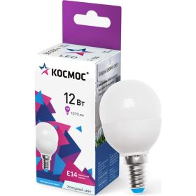 Светодиодная лампа КОСМОС LED 12Вт Шар 220В E14 6500К LkeLED12wGL45E1465 (артикул 26660252) – фото 1