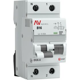 Дифференциальный автомат EKF DVA-6, 1P+N, 16А, 30мА, 6кА, AVERES, SQ rcbo6-1pn-16B-30-a-av (артикул 16209511) – фото 1
