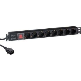 Блок розеток ExeGate ServerPro PDU-19H806 Al-8S-C14-3CU-SW 19 1U алюминий 8Schuko кабель с C14 3м 280845 (артикул 19005312) – фото 1