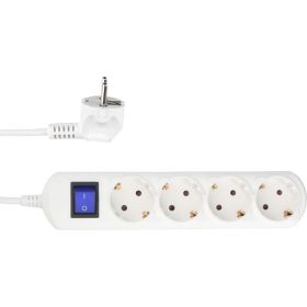 Бытовой удлинитель Power Cube 4р с/з выкл., 3500 вт, 16 а, 5 м 3x1,50 белый PC-5B-5M (артикул 26481068) – фото 1