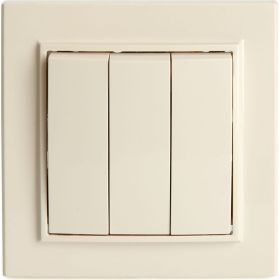 3-клавишный выключатель STEKKER psw10-9007-02, 250в, 10а, серия эрна, слоновая кость, 39923 (артикул 23729001) – фото 1