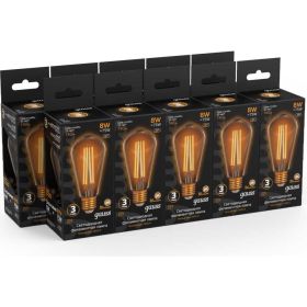 Лампа Gauss LED Filament ST64 E27 8W Golden 740lm 2400К 157802008 (артикул 15869296) – фото 1