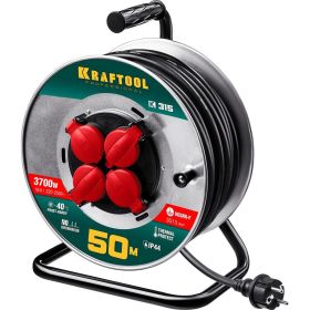 Удлинитель на катушке KRAFTOOL К-315 50м, 3700Вт, 4 гнезда, IP44, КГ 3х1.5кв.мм 55085-50_z01 (артикул 16195765) – фото 1