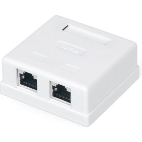 Двойная экранированная компьютерная розетка WRline WR-WS-8P8C-C5E-SH-2 RJ-45, категория 5e внешняя, Dual IDC, цвет белый 505218 (артикул 26746724) – фото 1