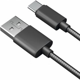 Дата-кабель AKAI разъем Type C 1м оплетка металл черный CE-442B (артикул 21357418) – фото 1