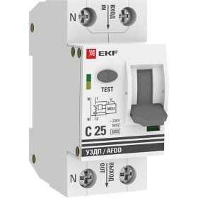 Устройство защиты от дугового пробоя EKF PROxima 1P+N, 25А, 6 кА, УЗДП afdd-2-25C-pro (артикул 16487004) – фото 1
