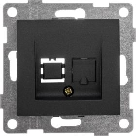 Механизм компьютерной розетки GUSI ELECTRIC Bravo RJ45, одинарной, СУ, графит С10К1-010 (артикул 16032726) – фото 1