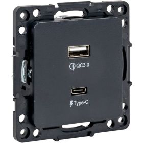 Механизм розетки EKF Стокгольм с 2USB type-A + type-C черный PROxima EZR-2USB-type-C (артикул 17745766) – фото 1
