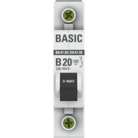 Автоматический выключатель EKF Basic ВА 47-29, 1P, 20А, B, 4,5кА, SQ mcb4729-1-20-B (артикул 16040599) – фото 1