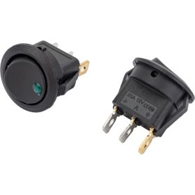 Круглая клавиша Nord-Yada 12V 20А черная с зеленой LED подсветкой (3контакта) ON-OFF (2шт в упаковке) 905475 (артикул 19806082) – фото 1