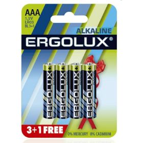 Батарейки Ergolux Alkaline LR03 BL 3+1FREE LR03 BL3+1 1.5В 12865 (артикул 20225518) – фото 1