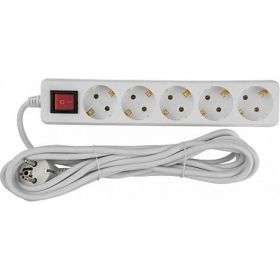 Бытовой удлинитель General Lighting Systems GES-16-3x100-5-7m-S 16А 3x1 мм2 5мест 7м с заземлением, с выключателем 470048 (артикул 21418432) – фото 1