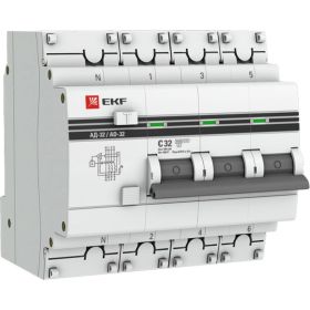 Дифференциальный автомат EKF АД-32 3P+N 32А/100мА 4,5кА PROxima SQDA32-32-100-4P-pro (артикул 16208585) – фото 1