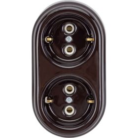 Двухместная керамическая розетка Interior Electric шоколад, серия ""АРБАТ"" РК2002 (артикул 18326587) – фото 1