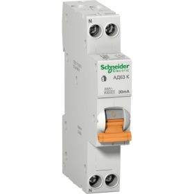 Автоматический выключатель дифференциального тока Schneider Electric 2полюса 1P+N C 16А 30мА тип AC 4.5кА 12522 (артикул 18145417) – фото 1
