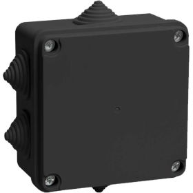 Распаячная коробка IEK км41234 100x100x50мм ip55 6 вв. черная UKO11-100-100-050-K02-55 (артикул 26721080) – фото 1