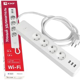 Умный удлинитель c USB EKF Wi-Fi HomeConnect RCE-1-WF (артикул 16502006) – фото 1