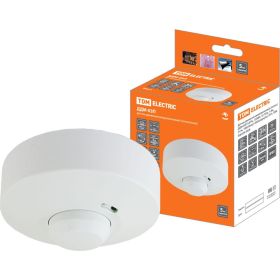 Датчик движения TDM ДДМ-03П 5,8ГГц, 1200Вт, 10-720с, 1-8м, 3+лк, 180 сбоку+360 сверху гр, IP33 SQ0324-0028 (артикул 18152917) – фото 1