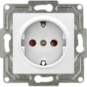 Розетка GUNSAN 1 пост Eqona с заземлением с защитными шторками белый 16401100-252116 (артикул 24956469) – фото 1