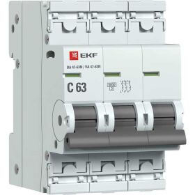 Автоматический выключатель EKF 3P 63А (C) 6кА ВА 47-63N PROxima M636363C (артикул 25563465) – фото 1