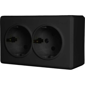 Двойная розетка Vesta Electric Mega Black с заземлением FRZ00010222CMT (артикул 26612930) – фото 1