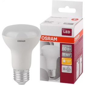 Светодиодная лампа OSRAM LED STAR, R63, 7Вт, E27, 600 Лм, 3000 К, теплый белый свет 4058075282629 (артикул 18634645) – фото 1