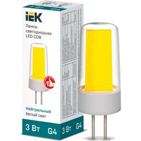 Светодиодная лампа IEK cob капсула 3вт 230в 4000к керамика g4 LLE-COB-3-230-40-G4 (артикул 27057164) – фото 1