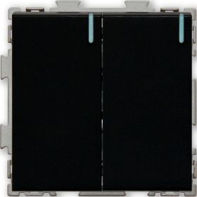 Двухклавишный проходной переключатель CGSS, черный Практика PL-W102-PBCM (артикул 20032792) – фото 1