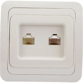 Розетка компьютерная RJ-45 + телефонная RJ-11, белая TDM Валдай SQ1804-0015 (артикул 15516646) – фото 1