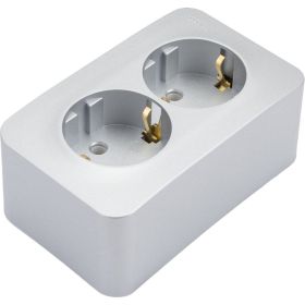 2-ая наружная розетка Schneider Electric Blanca Алюминий, с заземлением, без шторок, 16А, 250В SE BLNRA010213 (артикул 20632822) – фото 1