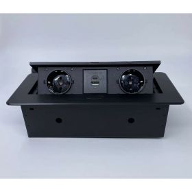 Выдвижной встраиваемый блок розеток Inrior выдвижная розетка, на 2 EURO розетки и 2 USB-A+C, черный, TORO-33-20 (артикул 23273685) – фото 1