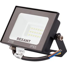 Светодиодный прожектор REXANT LED 20 Вт 1600 Лм 4000 K черный корпус 605-029 (артикул 21687292) – фото 1