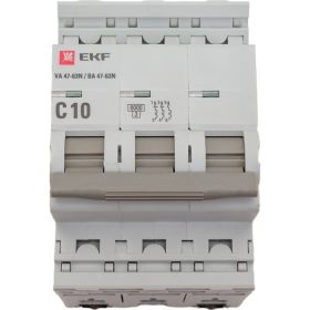 Автоматический выключатель EKF 3P 10А (C) 6кА ВА 47-63N PROxima M636310C (артикул 25563519) – фото 1