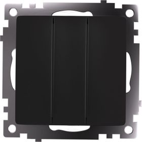 3-клавишный выключатель STEKKER (механизм), gls10-7108-05, 250v, 10а, серия катрин, черный, 49172 (артикул 28528772) – фото 1