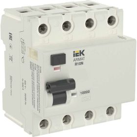 Выключатель дифференциального тока IEK ARMAT R10N 4P 80А 300мА тип AC AR-R10N-4-080C300 (артикул 20730945) – фото 1