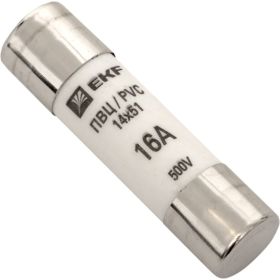 Плавкая вставка EKF цилиндрическая, ПВЦ 14х51мм, 16А, 10 шт PROxima pvc-14x51-16 (артикул 16059001) – фото 1