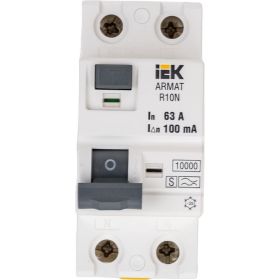 Выключатель дифференциального тока IEK ARMAT R10N 2P 63А 100мА тип A-S AR-R10N-2-063AS100 (артикул 21316672) – фото 1