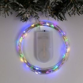 Гирлянда-нить Luazon ROSA, IP20, 5 м, Н.С. LED-50-6V, 2хCR2032, фиксинг, мультиколор 2433900 (артикул 19294704) – фото 1