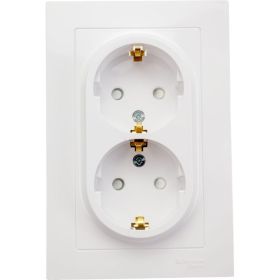 Розетка Schneider Electric AtlasDesign Бел с/з двойная, со шторками, 16А, в сборе SE ATN000126 (артикул 19934632) – фото 1