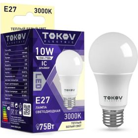 Светодиодная лампа TOKOV ELECTRIC 10Вт А60 3000К Е27 176-264В TKE-A60-E27-10-3K (артикул 25224705) – фото 1