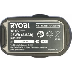 Аккумулятор Ryobi ONE+ RB18L25 5133002237 (18 В; 2.5 А*ч; Li-Ion) (артикул 15505162) – фото 12